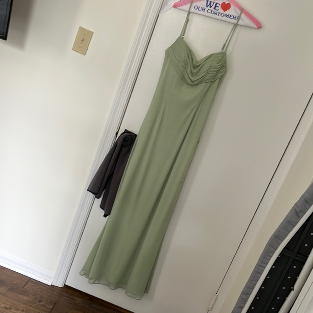 Azazie dusty sage long dress